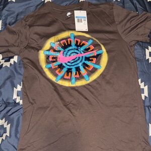 Nike Brown Tee with Colorful Graphic